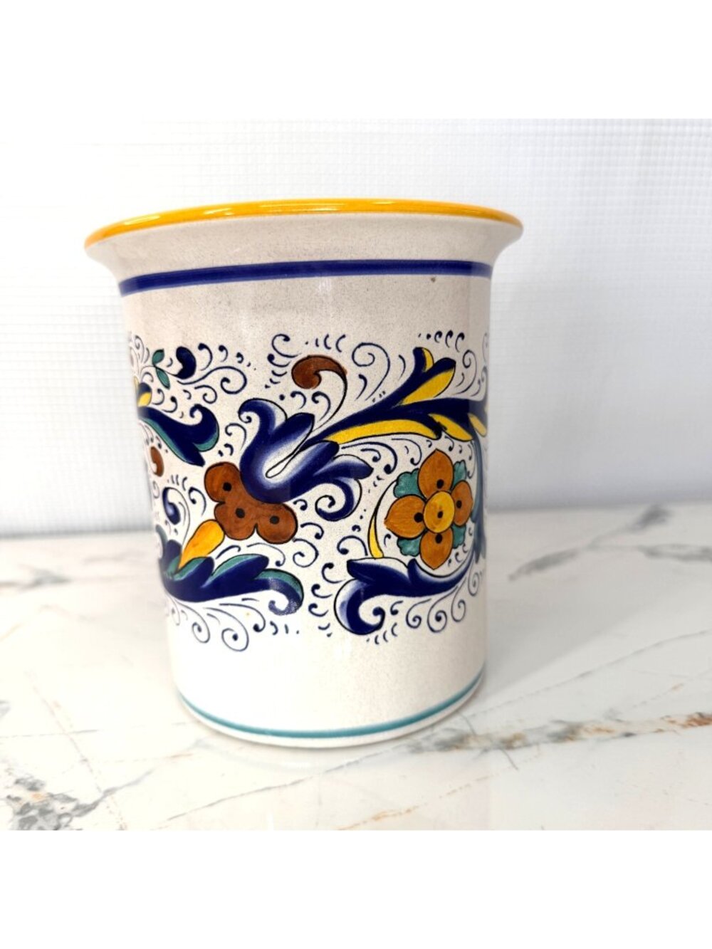 Sur La Table Nova Deruta Utensil Holder Crock Hand Painted Ceramic Italy